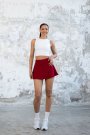Şortlu Mini Etek Bordo Renk 484