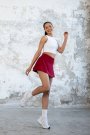 Şortlu Mini Etek Bordo Renk 484