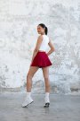Şortlu Mini Etek Bordo Renk 484