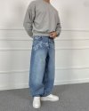 Studio Baskılı Loose Fit Mavi Jean