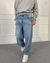 Studio Baskılı Loose Fit Mavi Jean