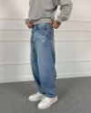 Studio Baskılı Loose Fit Mavi Jean