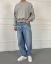Studio Baskılı Loose Fit Mavi Jean