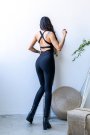 Dar Kesim Çapraz Bant Sunset Vücudu Saran Siyah Spor Tayt Tulum