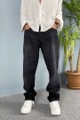 Taşlanmış Siyah Baggy Jean - Kot Pantolon