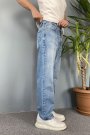 Taşlanmış Koyu Mavi Kot Pantolon Regular Kalıp