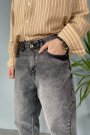 Taşlanmış Antrasit Renk Boyfriend Jean - Kot Pantolon