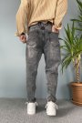 Taşlanmış Antrasit Renk Boyfriend Jean - Kot Pantolon