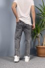 Taşlanmış Denim Gri Renk Jean - Kot Pantolon
