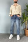 Taşlanmış Mavi Renk Boyfriend Kot Pantolon