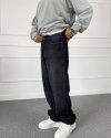 Taşlanmış Siyah Baggy Jean