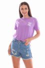 Wildcats Baskılı Belden Ayarlanabilir Crop Lila Tişört
