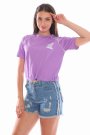Wildcats Baskılı Belden Ayarlanabilir Crop Lila Tişört