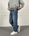 Yıkamalı Regular Kalıp Denim Mavi Jean