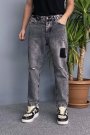 Yırtık Detaylı Antrasit Denim Jean - Kot Pantolon