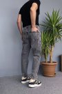Yırtık Detaylı Antrasit Denim Jean - Kot Pantolon