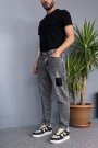 Yırtık Detaylı Antrasit Denim Jean - Kot Pantolon