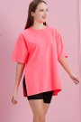 Yırtmaçlı Duble Kol İki İplik Bisiklet Yaka Oversize Sweatshirt